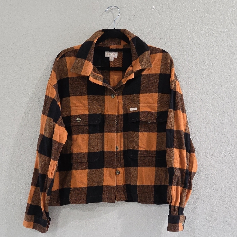 Brixton Black and Orange Checkered Shirt